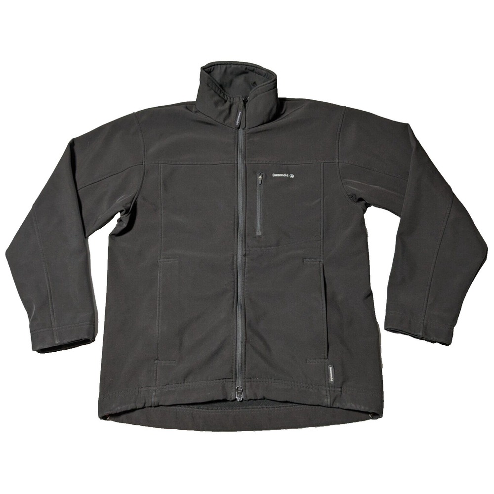 SWANNDRI NEW ZEALAND Men Medium Black Soft Shell Fleece Lined Full‎ Zip Jacket